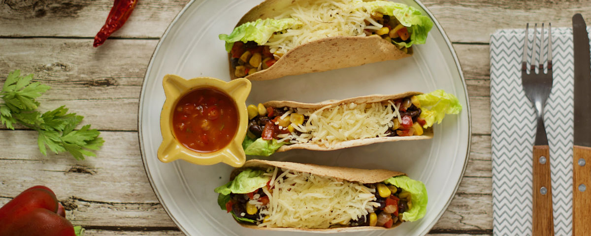 Spicy black bean and corn tacos